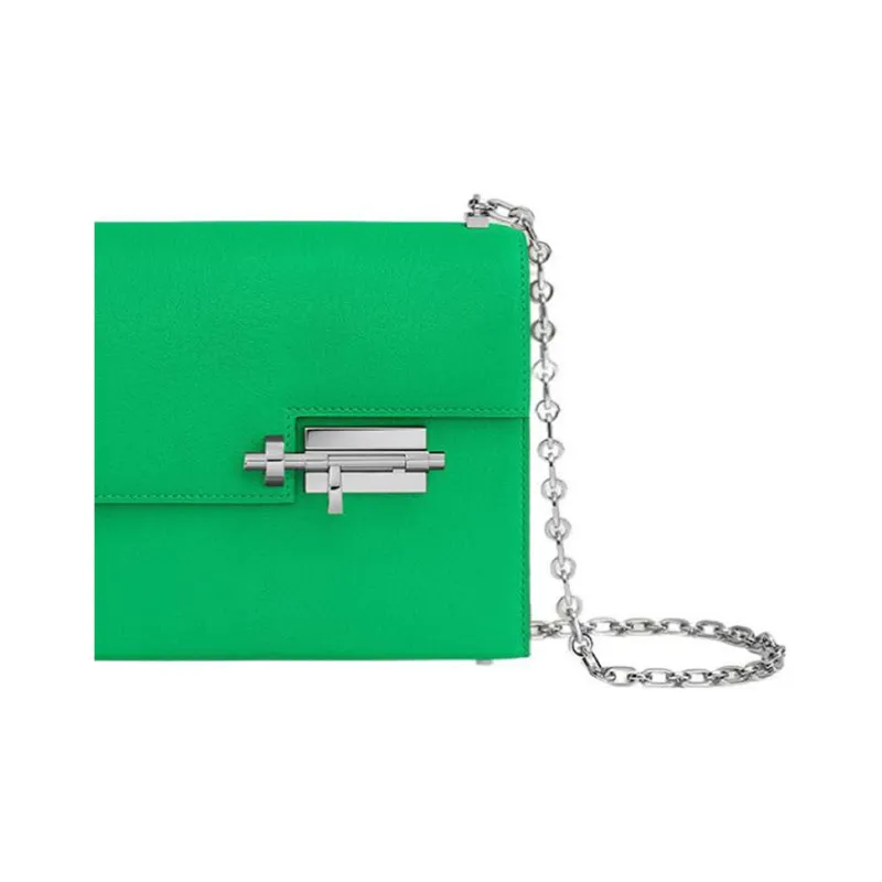 HERMES Verrou Chamkila Goat Skin Chain Bag Handgun Bag Shoulder Bag Crossbody Bag Mini Women's Bright Green-2