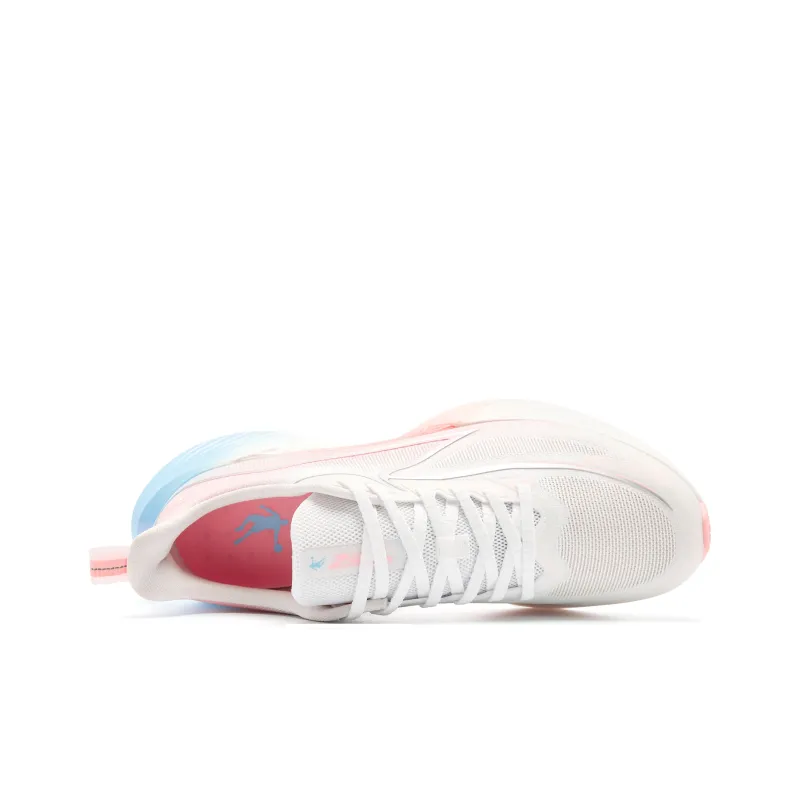 QIAODAN Cushioned Slip Resistant Abrasion Resistant Low Top Casual Running Shoes Men's White Pink-3