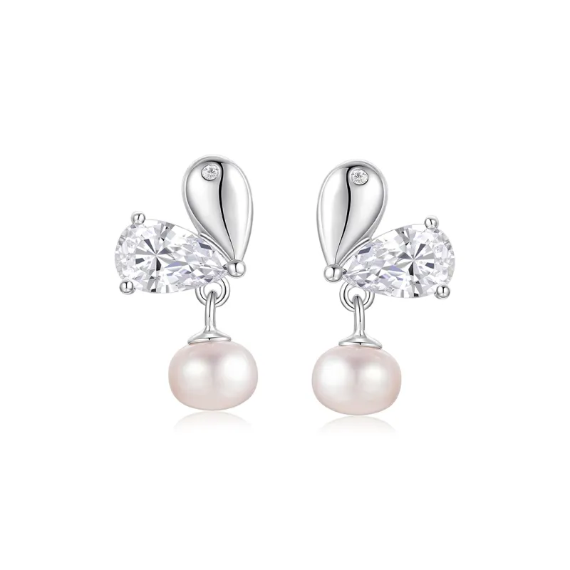 KADER Shimmering Butterfly Dance Series Pearl Earrings Women's-0