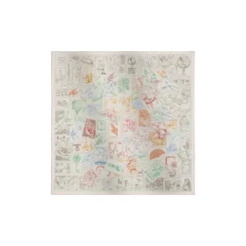 HERMES Mulberry Silk Silk Scarves Women's Rose/White
