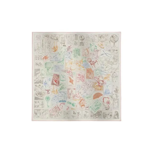HERMES Mulberry Silk Silk Scarves Women's Rose/White
