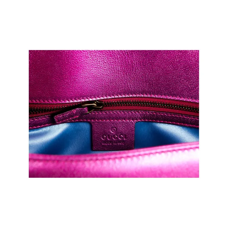 GUCCI Marmont Cow Leather Shoulder Bag Small Size Women's Purple Multicolor-12