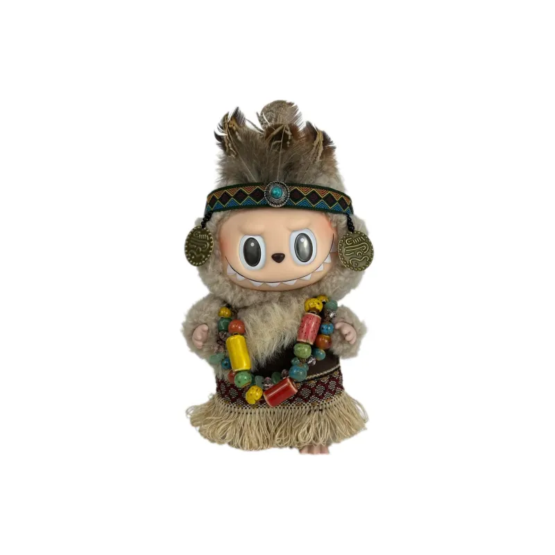 [Modified Doll] POP MART Labubu THE MONSTERS Heartbeat Macaron Collection Tribe Chief, Cute Hang Tag Box 17cm-15