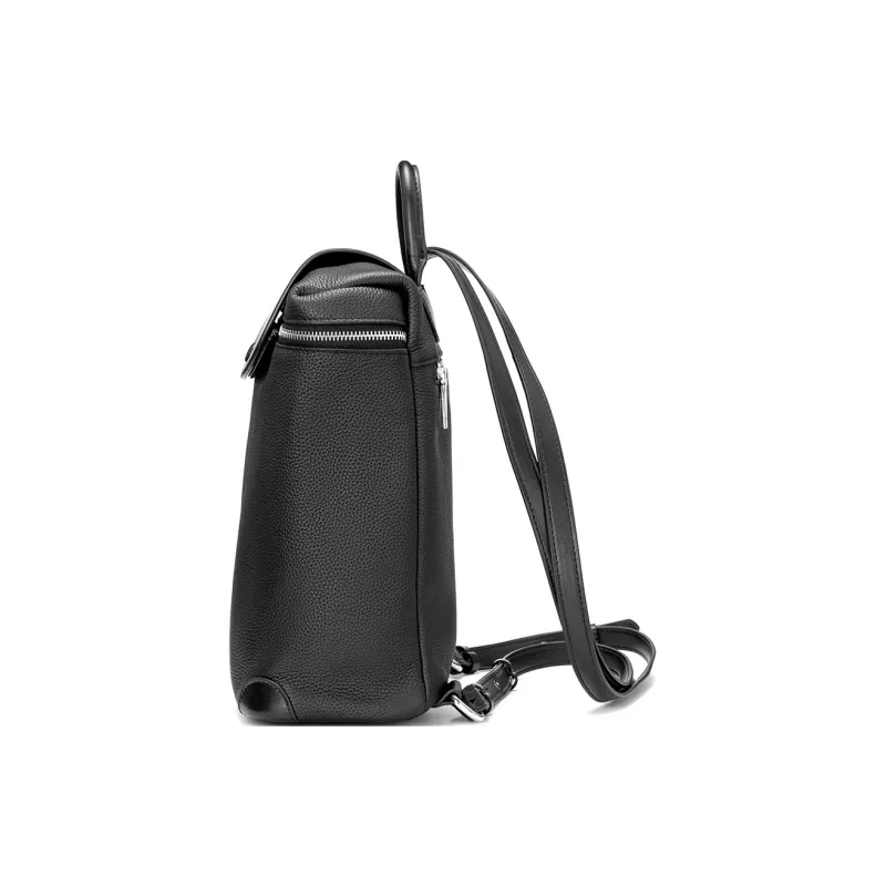 ROBERTA DI CAMERINO Top Grain Cow Leather Backpack Unisex Elegant Black/Elephant Gray-2