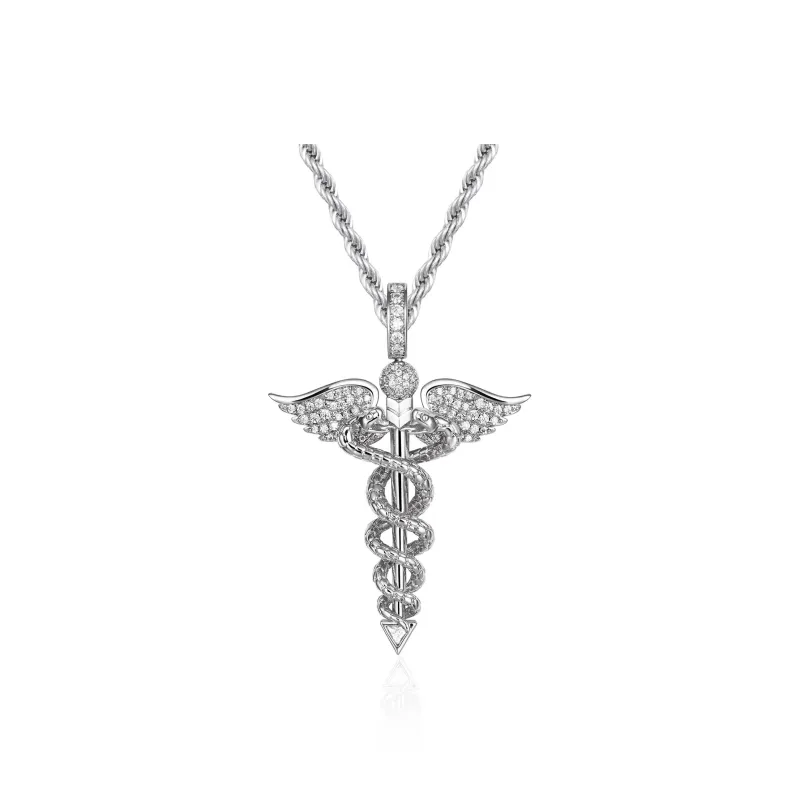 APORRO Full Rhinestone Embellished Wings Pendant Necklaces Unisex 18K White Gold Plated/18K Gold-0