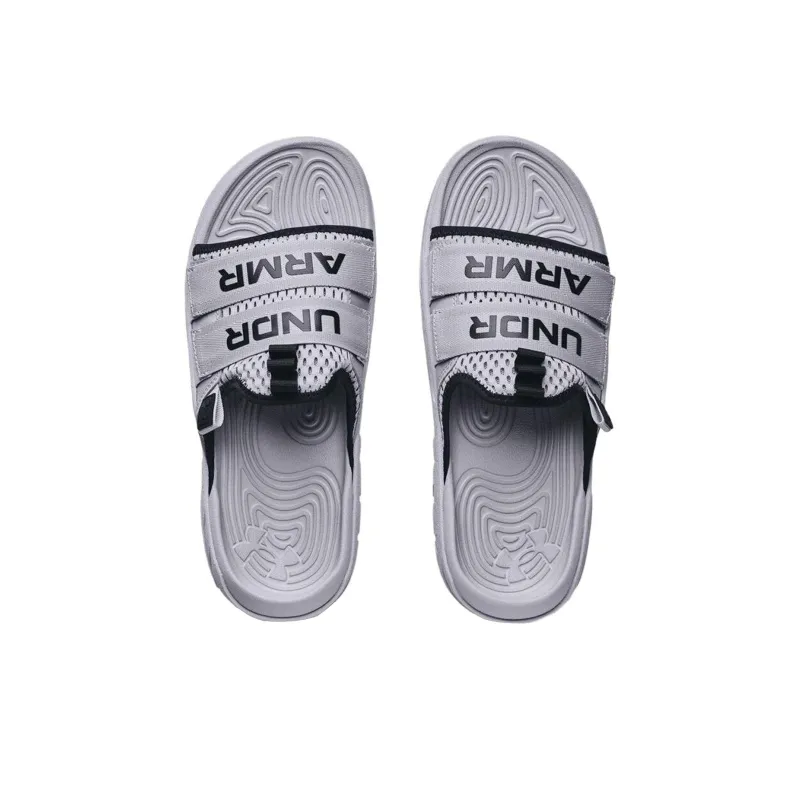 Under Armour Alpha Rubber Sole Slide Slippers Unisex Gray Black-3