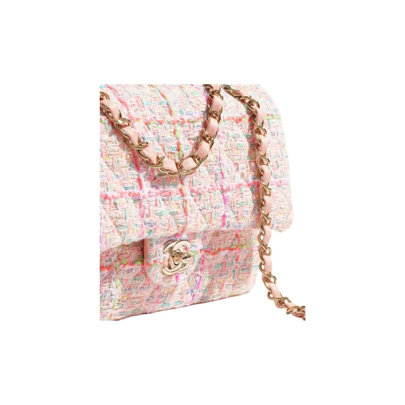 CHANEL Classic Flap CF Woolen Shoulder Bag, Crossbody Bag Women's Multicolor-3