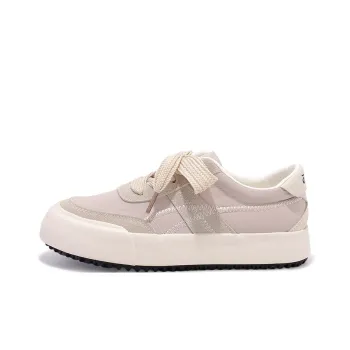 MKTKM Anti Slip Wear Resistant Low Top Skateboard Shoes Women's Oatmeal White