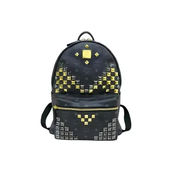 MCM Stark Visetos Canvas Backpack Women's Black