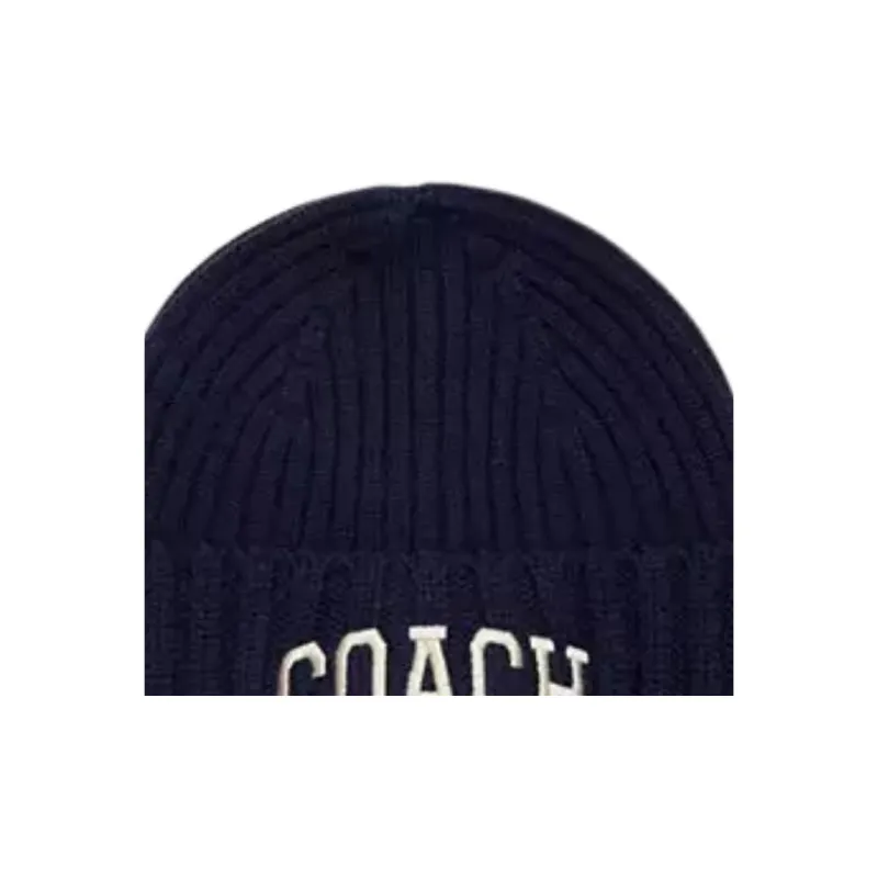 COACH Merino Wool Beanies Unisex Marine Blue-1