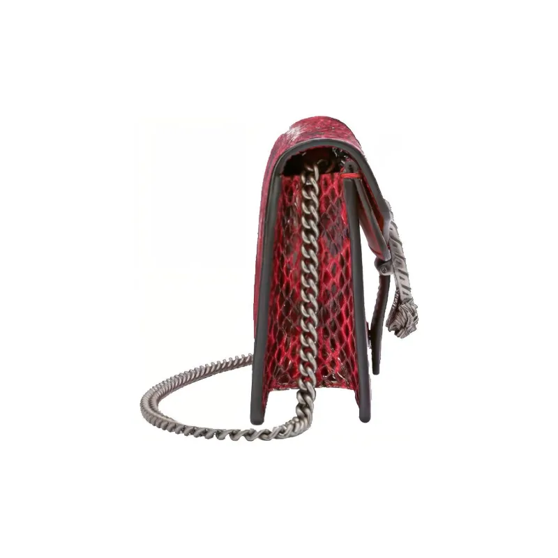 GUCCI Dionysus Python Skin Shoulder Bag Crossbody Bag Extra Mini Women's Lotus Red-3