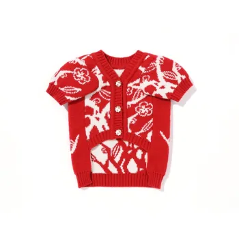 UFBemo Pet Costume, 'Joy On The Plum Branch' Cardigan Sweater