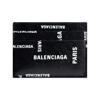 Balenciaga Bal Paris AlloverCash Card Holder Men Black White