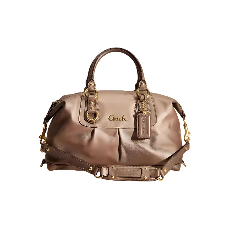 COACH Ashley Leather Travel Bag Handbag Shoulder Bag Crossbody Bag Large Size Women's Gold-0