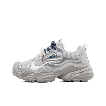 Warrior Height Increasing Wear Resistant Lightweight Slip Resistant Low Top Chunky Sneakers Women's Silver Gray