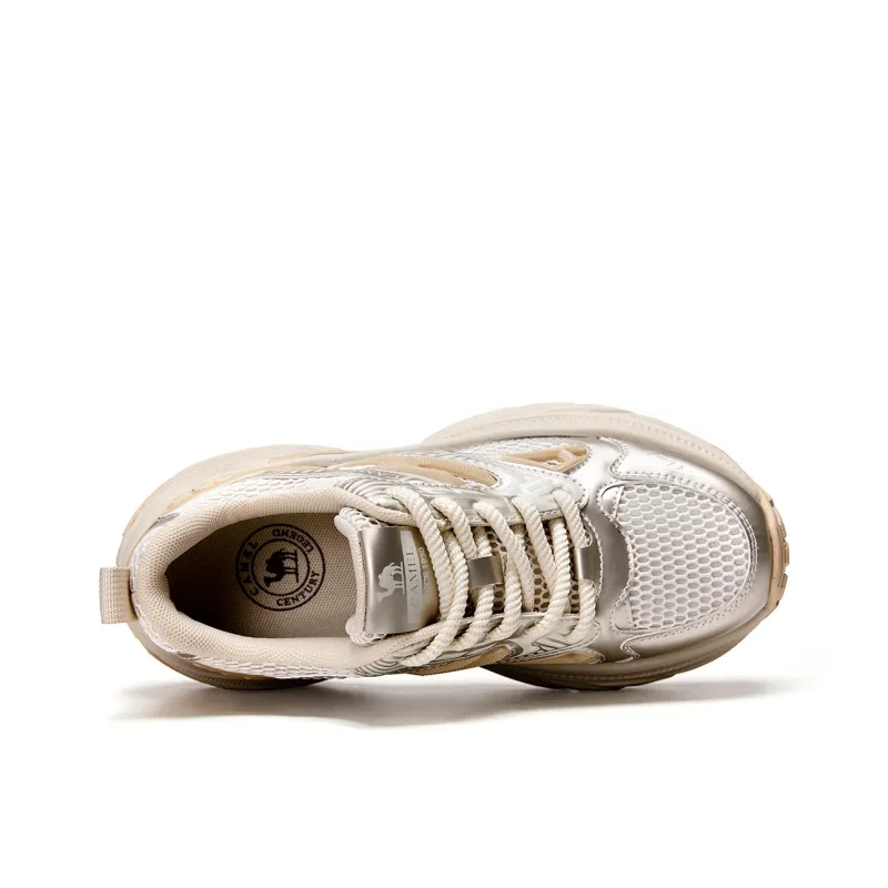 CAMEL Silver Python Anti Slip And Wear Resistant Coverage Low Top Chunky Sneakers Unisex-7