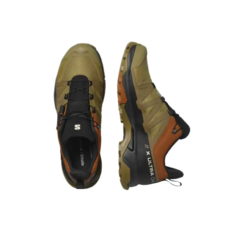 SALOMON X Ultra 4 Waterproof Grip Low Top Hiking Shoes Men's Olive Green-3