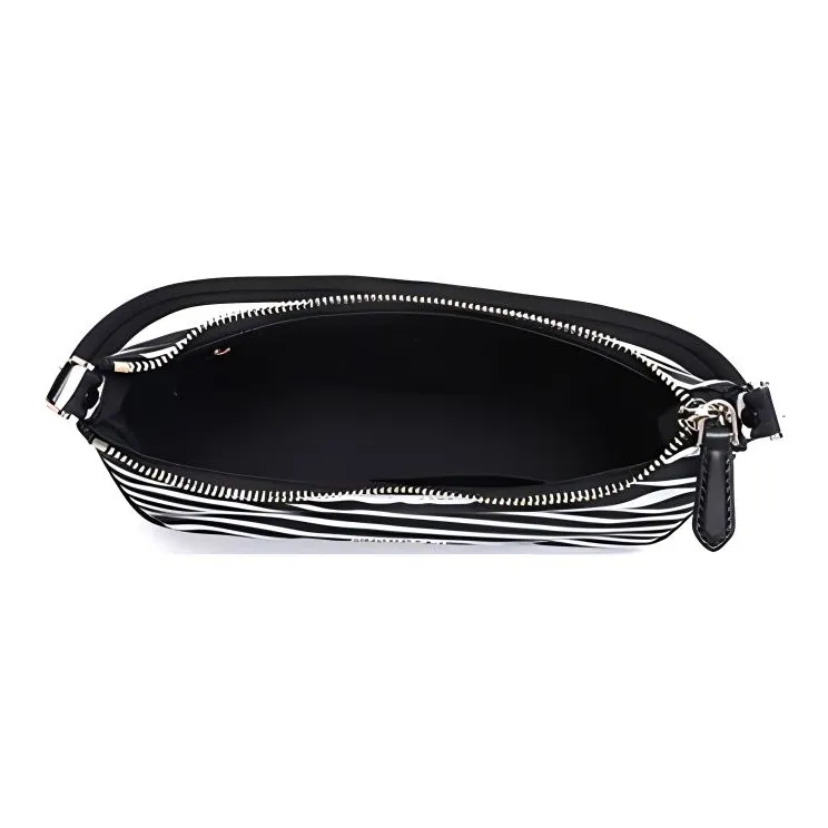 Kate Spade Leather Shoulder Bag Women's Black White Stripes-5