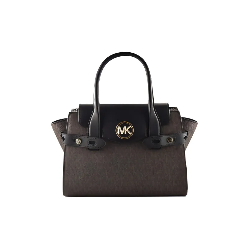 MICHAEL KORS Leather Shoulder Bag, Crossbody Bag, Handbag Women's Black & Dark Brown-0