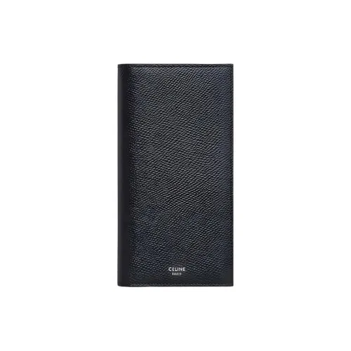 CELINE Grain Calfskin Card Holder, Wallet Men's Black