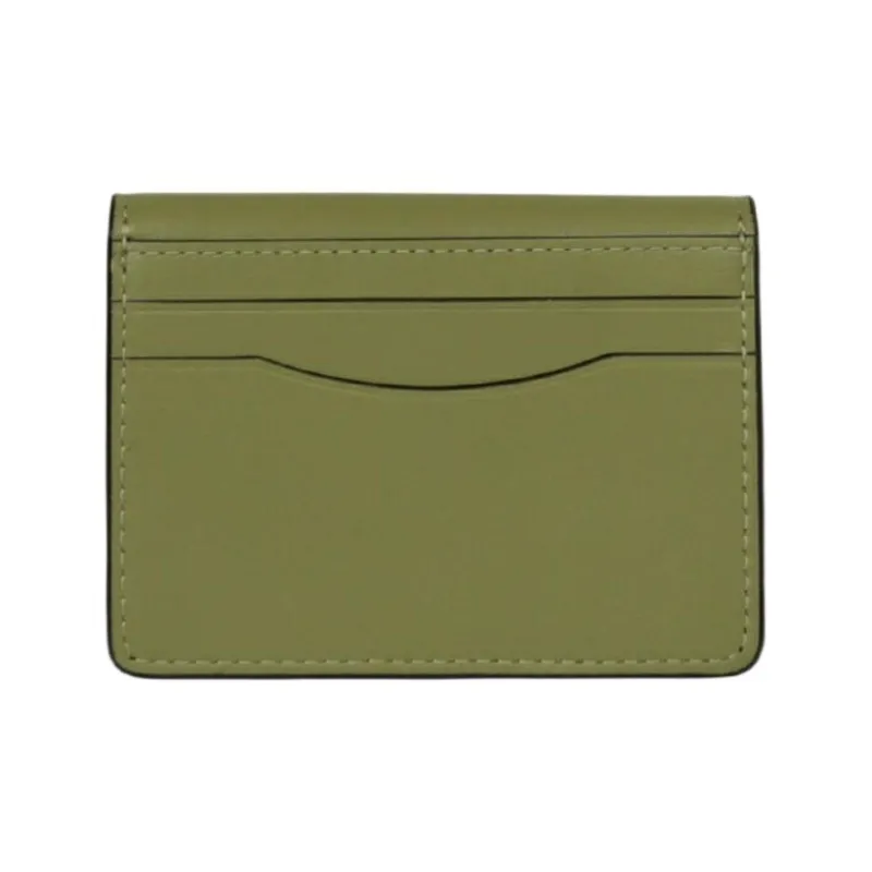 COACH Card Case Calfskin Coin Purses Wallets Women's Olive Green-1