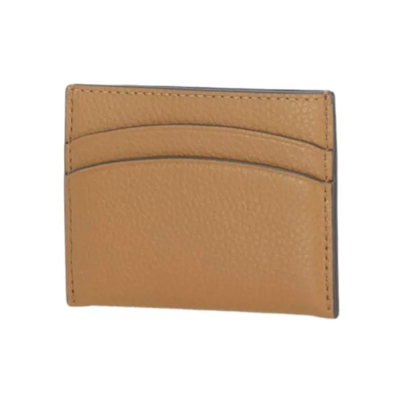 TORY BURCH Robinson Litchi Grain Leather Card Holder Regular Women's Wheat Brown-1