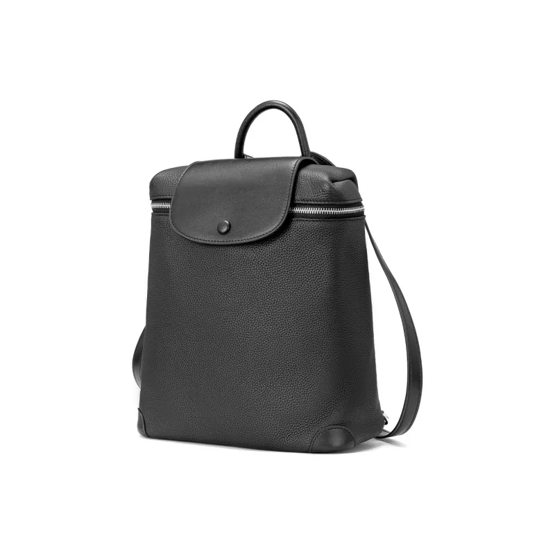 ROBERTA DI CAMERINO Top Grain Cow Leather Backpack Unisex Elegant Black/Elephant Gray-1