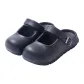 Black Korean Style Fashion Closed Toe Slippers with EVA Soft Sole