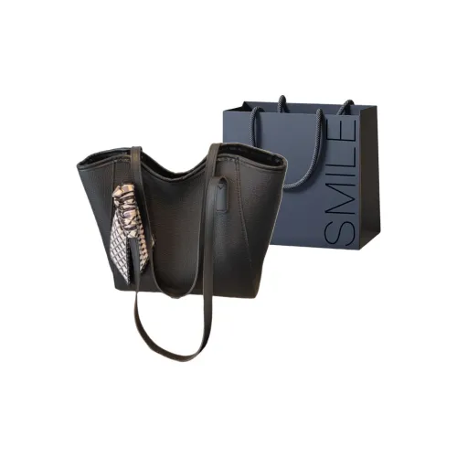 SWIMADE PU Tote Shoulder Bag Women's Black/Coffee