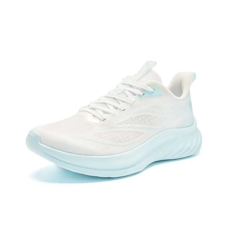 QIAODAN Cushioned Slip Resistant Abrasion Resistant Low Top Casual Running Shoes Women's White Blue-2