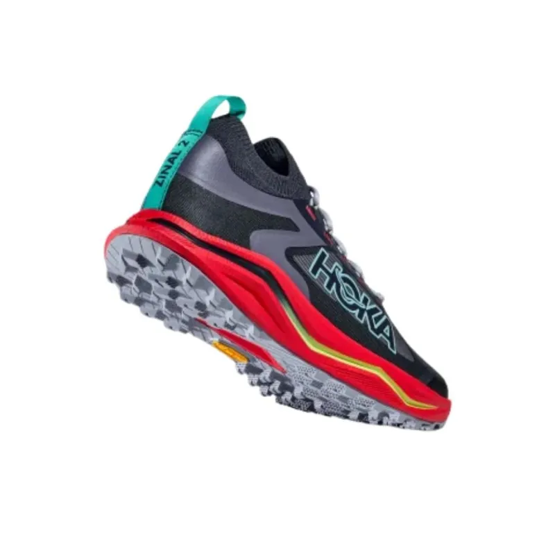HOKA ONE ONE Zinal 2 Cushioning Low Top Running Shoes Men's Black Red-4