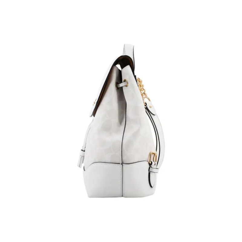 COACH Elle Artificial Leather Backpack Medium Size Women's White-3
