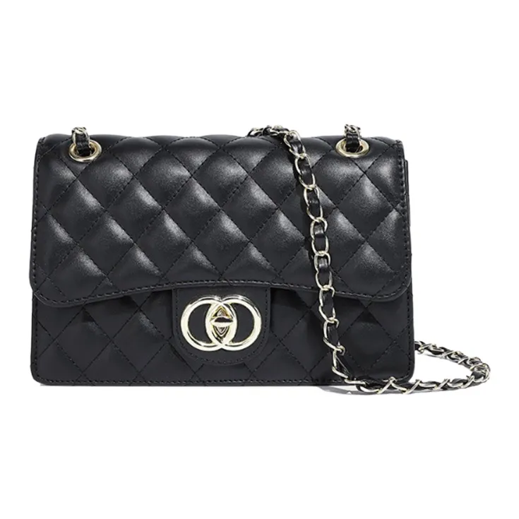 Yalu PU Shoulder Bag, Crossbody Bag, Small Square Bag Regular Women's Ecru/Black-3
