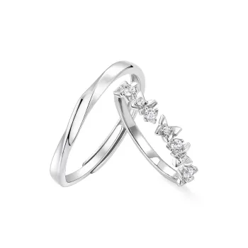 VEODO 925 Sterling Silver Rings Unisex Silver, Gift Box Set