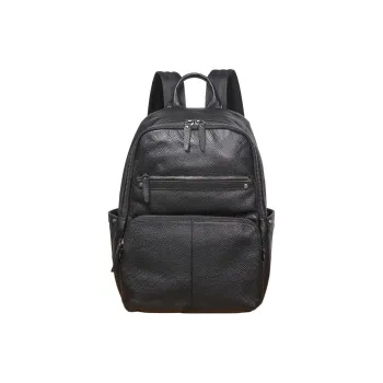 LARTIGENT Top Grain Cow Leather Large Capacity Computer Backpack Multifunction Backpack Regular Men's Black