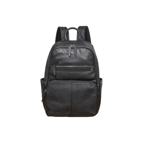 LARTIGENT Top Grain Cow Leather Large Capacity Computer Backpack Multifunction Backpack Regular Men
s Black
