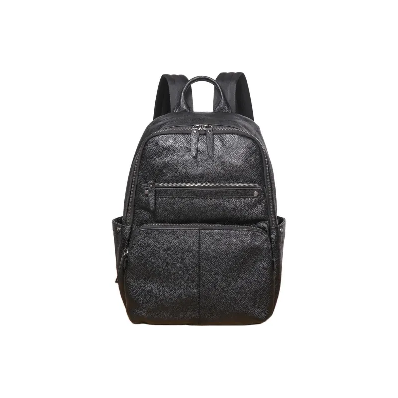 LARTIGENT Top Grain Cow Leather Large Capacity Computer Backpack Multifunction Backpack Regular Men's Black-0