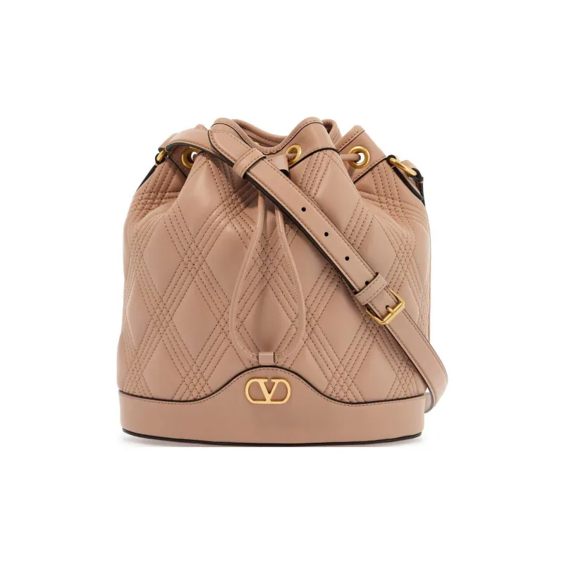 Valentino VLogo Plaque Drawstring Quilted Shoulder Bag-0