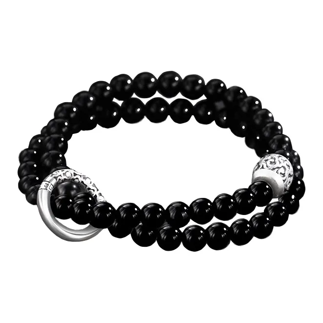 Lang Wind Natural Obsidian Bracelets Unisex-0