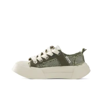 AGE ANGEL MEMENTO Wear-Resistant Height Increasing Low-Top Canvas Shoes Unisex Matcha Green