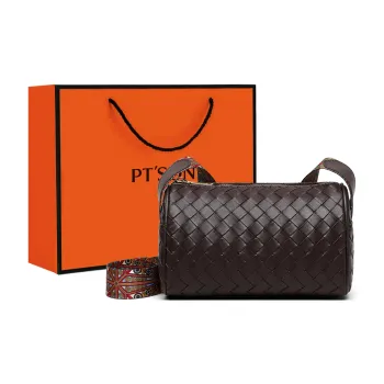 PT'SON Cow Leather Shoulder Bag Crossbody Bag Women's Wine Coffee