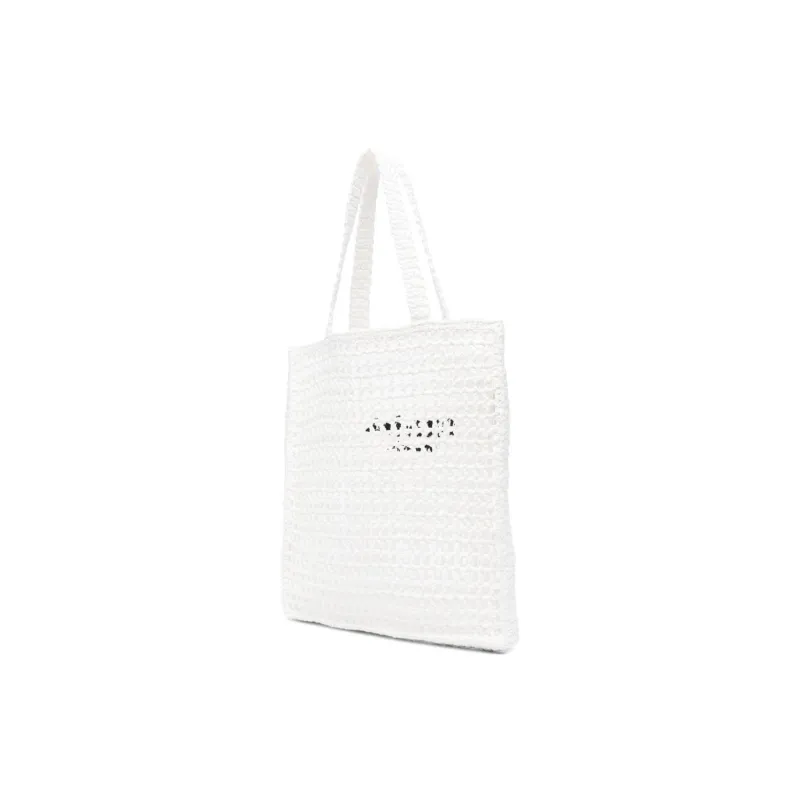 PRADA Raffia One Shoulder Handbags Women's White-4