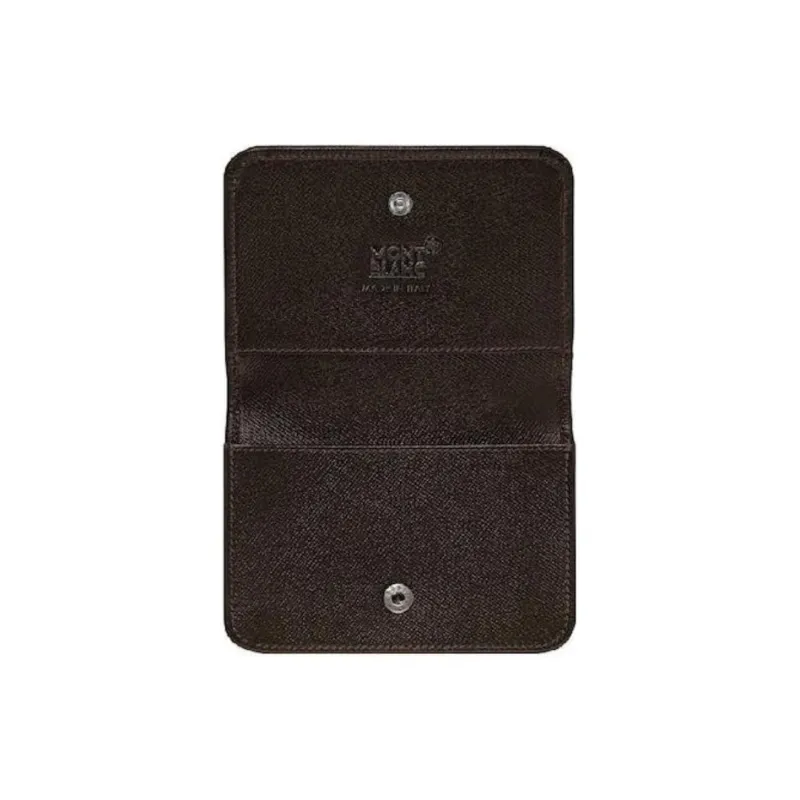 MONTBLANC PVD Coated Fabric Cow Leather Flap Business Card Holder Card Case Card Clip Women's Light Brown-3