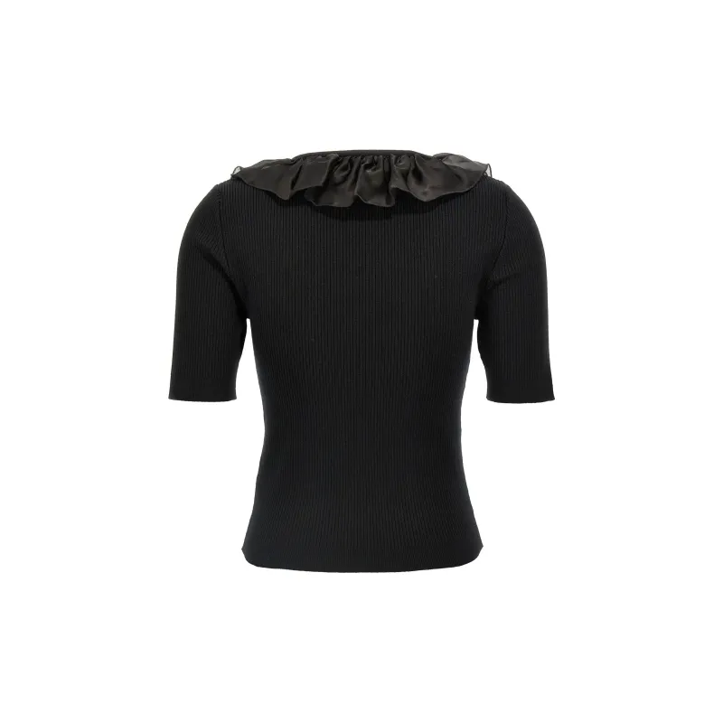 Alessandra Rich Bow Ruffled T Shirt-1