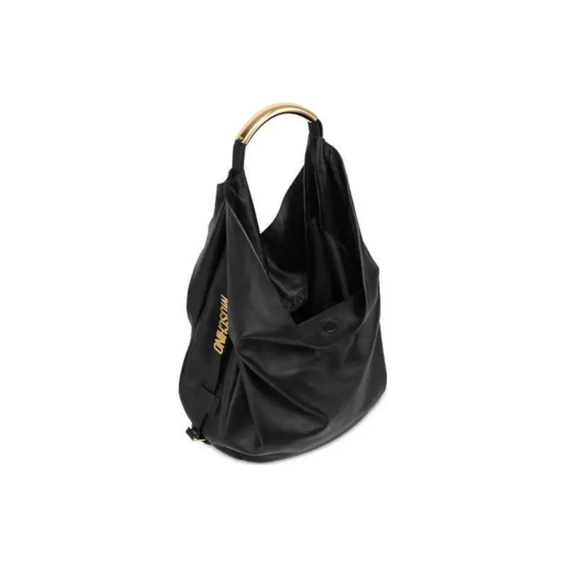 MOSCHINO Sheepskin Handbag Shoulder Bag Large Size Women's Black-2