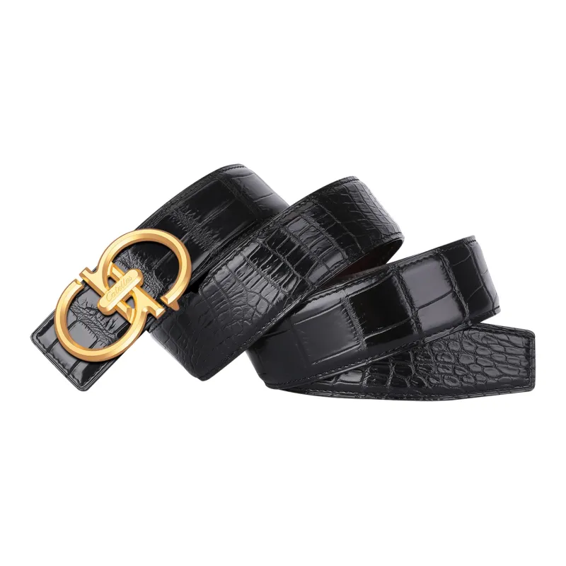 CATELLES Crocodile Leather Leather Belts Men's 3.5cm-10