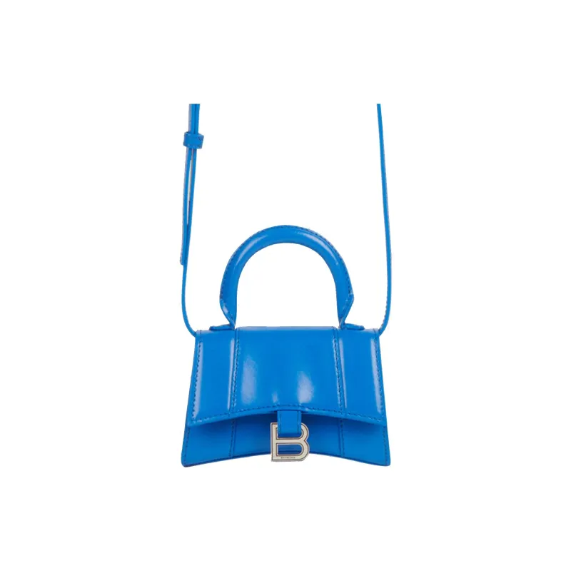 Balenciaga Hourglass Calfskin Hourglass Bag Portable Crossbody Bag Shoulder Bag Small Size Women's Royal Blue-0