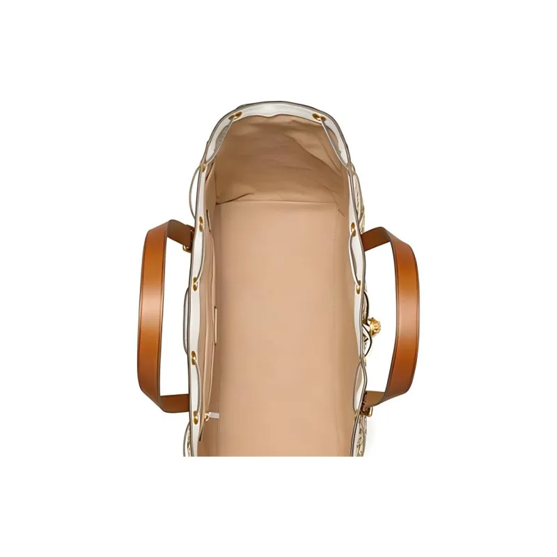TORY BURCH T Monogram Leather Tote Bag Shopping Bag Shoulder Bag Handbag Women's Light Brown-4