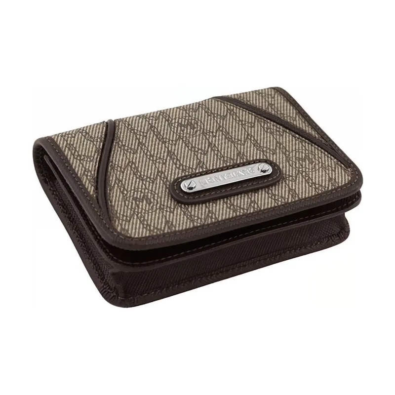 MONTBLANC PVD Coated Fabric Cow Leather Flap Business Card Holder Card Case Card Clip Women's Light Brown-1