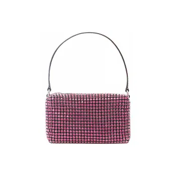 Alexander Wang Heiress Cow Leather Patchwork With Fabric Shoulder Bag Clutch Women's Peach Pink